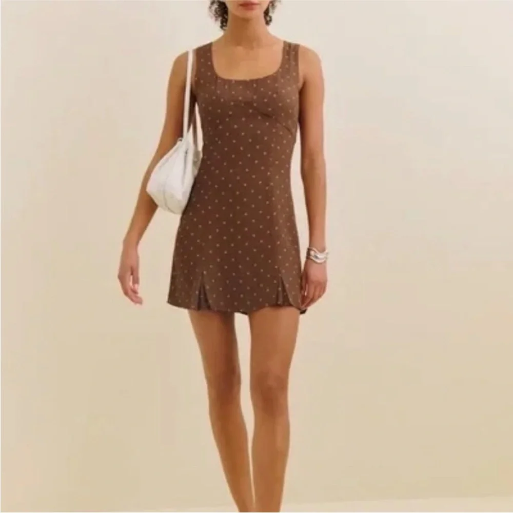 Brown Polka Dot Mini Dress - Picture 1 of 2